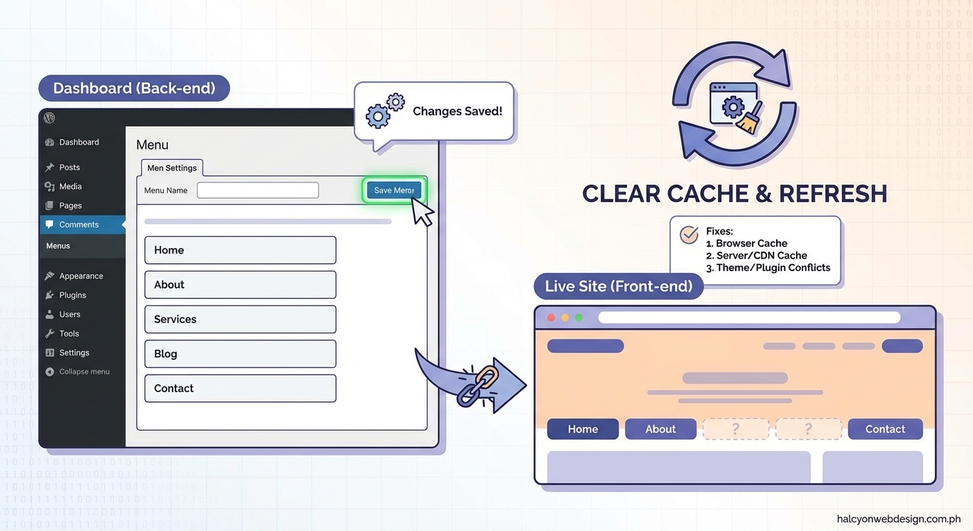 Why Are My WordPress Menu Changes Not Showing on the Live Site? - Illustration 2