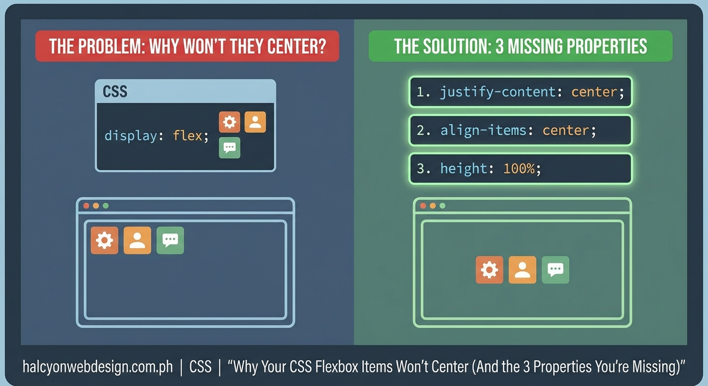 Why Your CSS Flexbox Items Won't Center (And the 3 Properties You're Missing) — 1